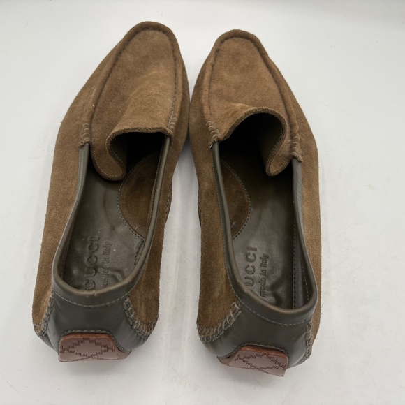 Gucci Men's Suede Moccasin Driving Loafers Brown Olive Size 12 - Picture 8 of 14
